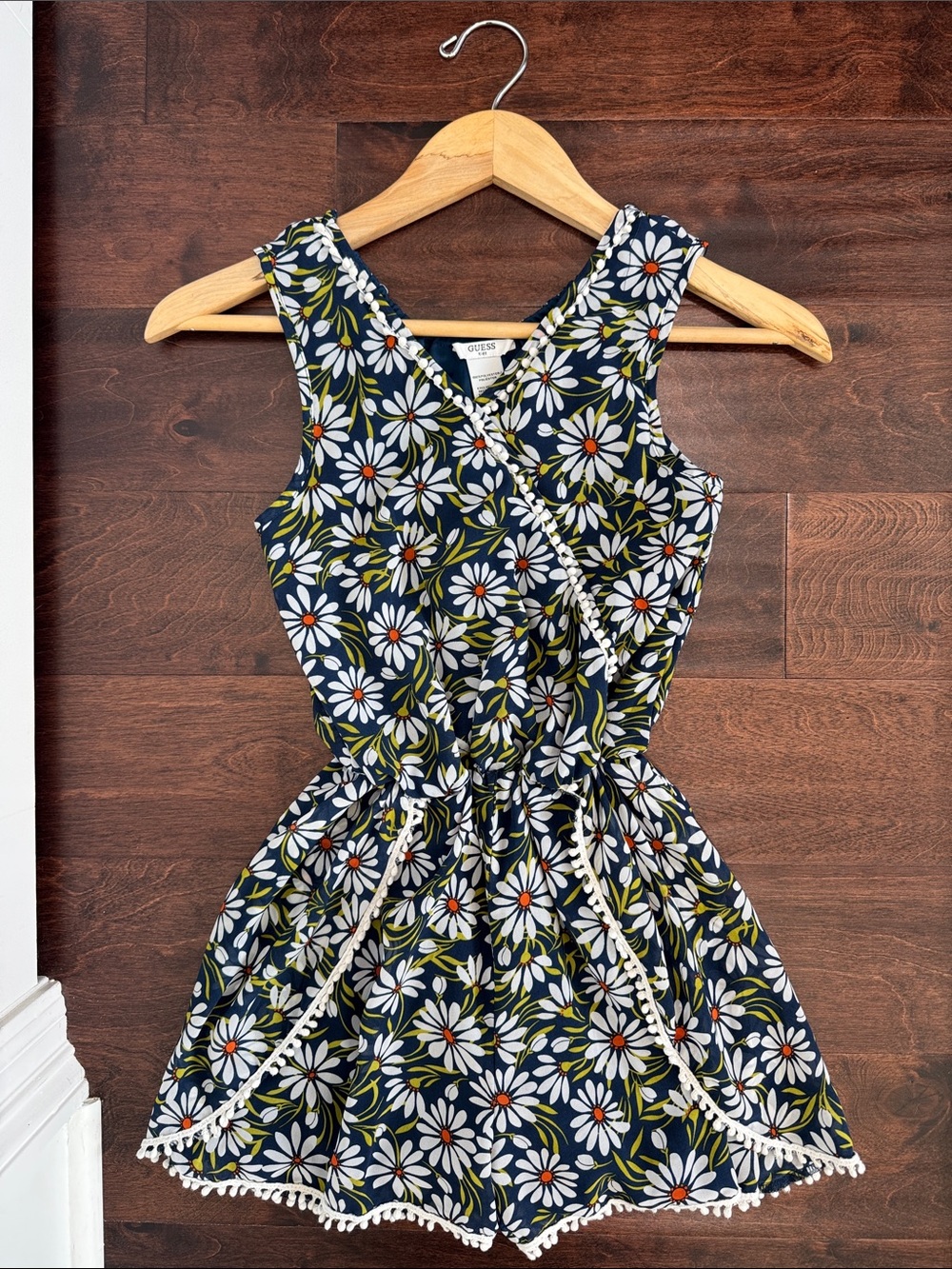 Guess Girls Navy Blue Flowers Shorts Romper Jumpsuit Outfit Floral, size 14